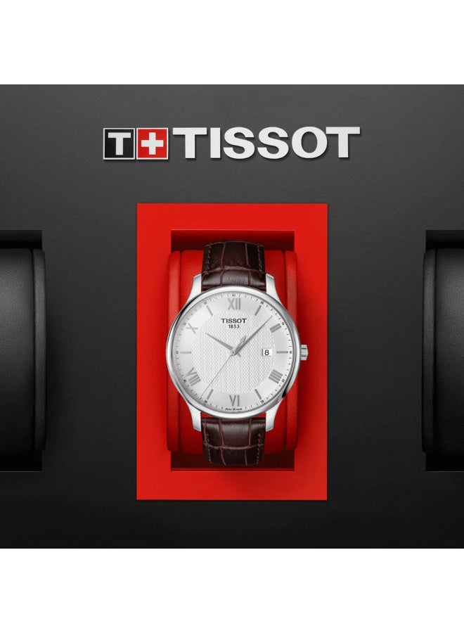 TISSOT ساعة يد رجالية تقليدية من الفولاذ المقاوم للصدأ بني T0636101603800 - Image 5